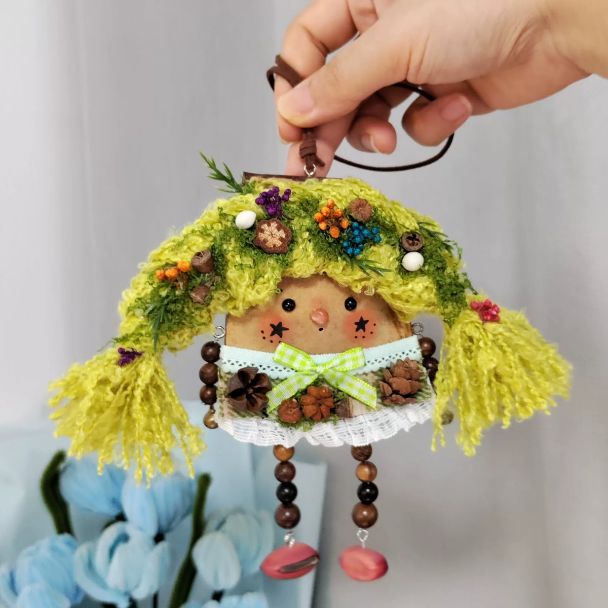 Handcrafted Forest Fairy Entada Pod Doll Charm