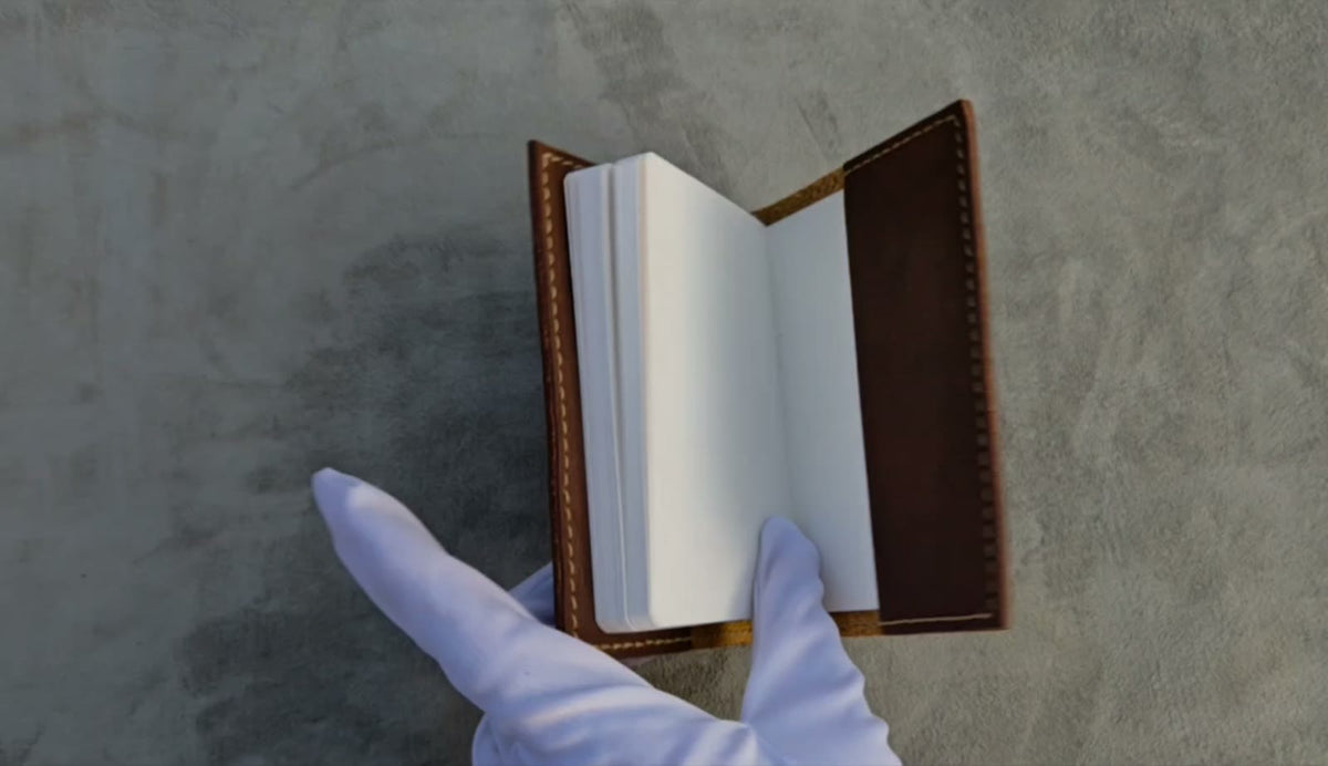 Handmade Leather Pocket Notebook with Mouse Applique