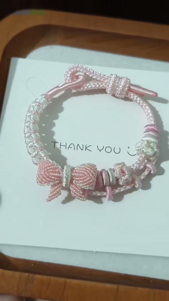 Handwoven Pink White Gradient Bracelet