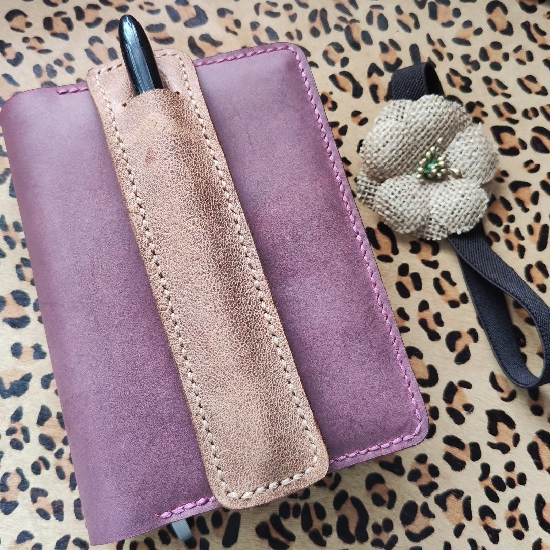 Cowhide Leather Pen Loop with Elastic Band