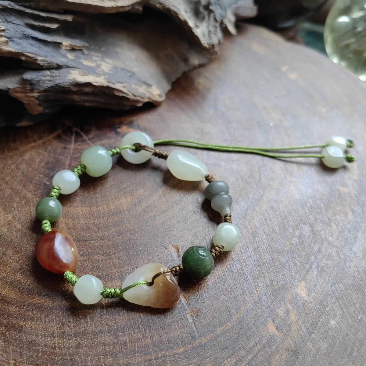 Handmade Hetian Jade Gourd Bracelet