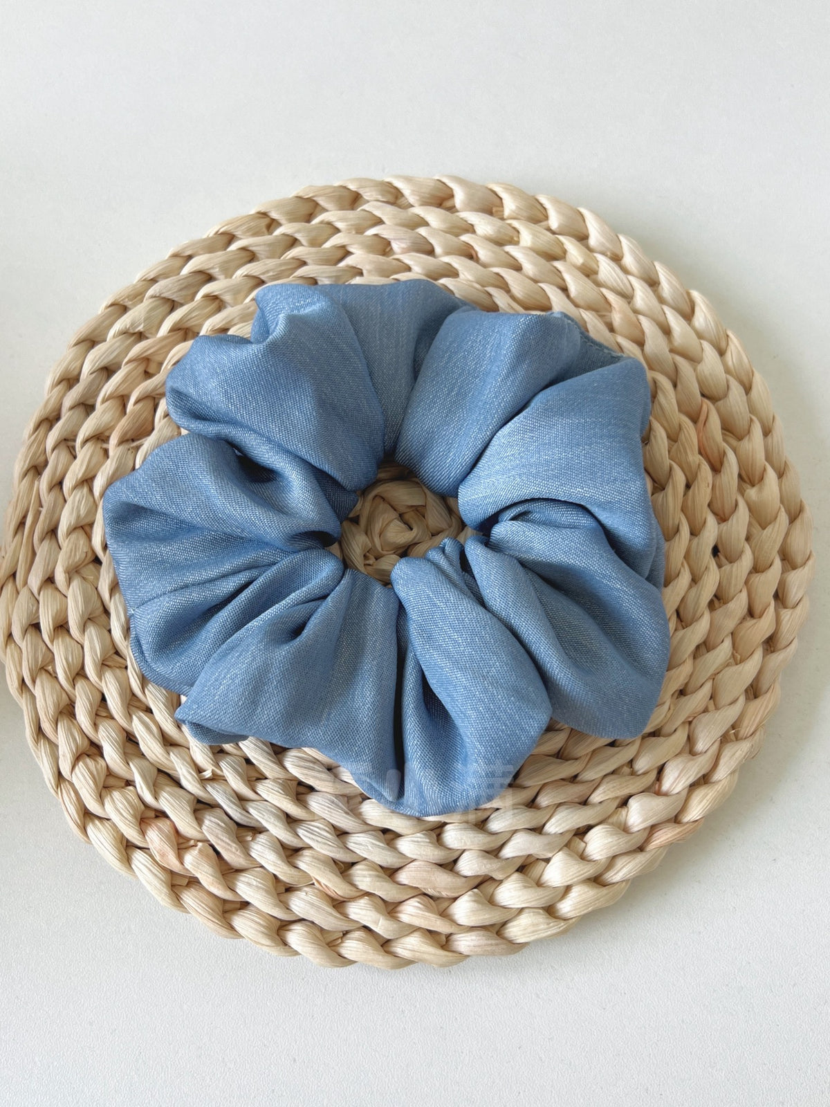 Denim Blue Ruffle Scrunchie Hair Tie