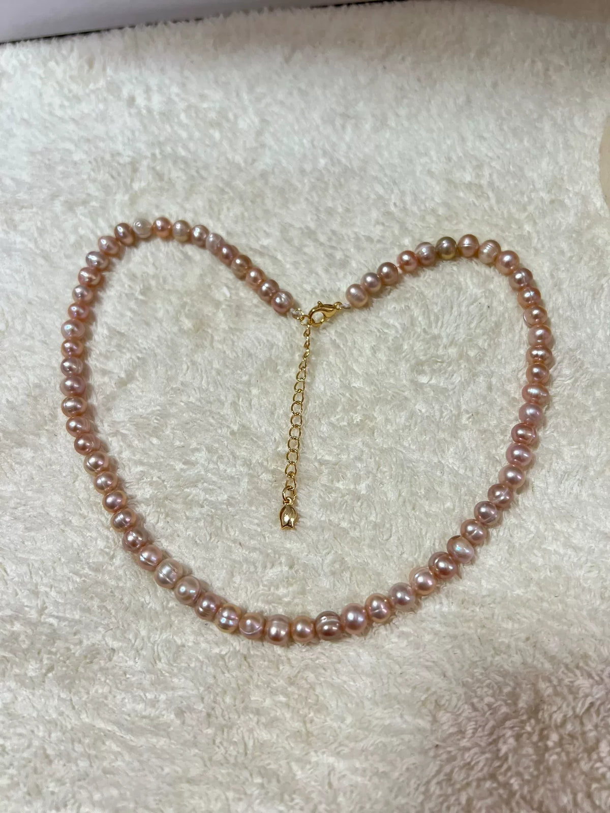 Colar de Pérolas de Água Doce Rosa 5-6mm Fecho Dourado