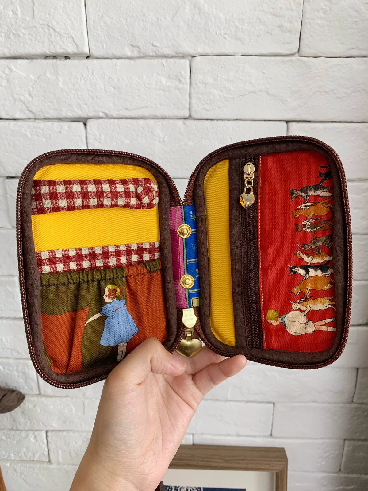 Portefeuille zippé en tissu Oxford imprimé