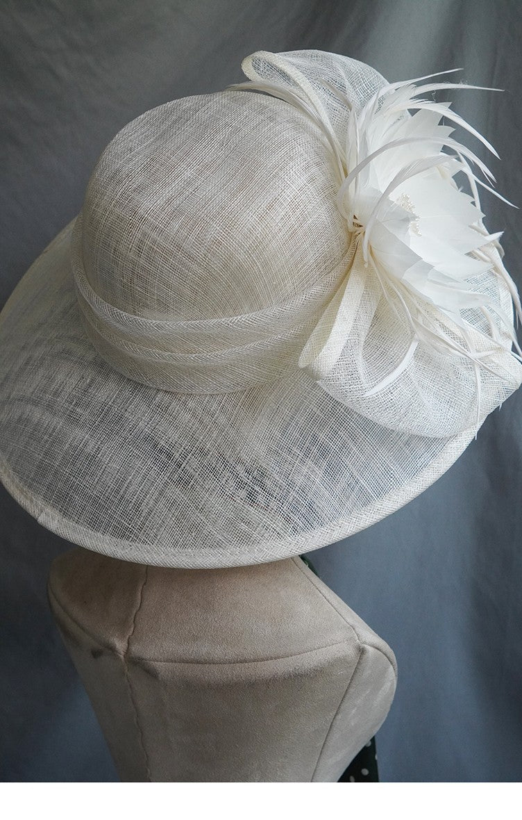 Lake Blue Feather Lotus Formal Sun Hat