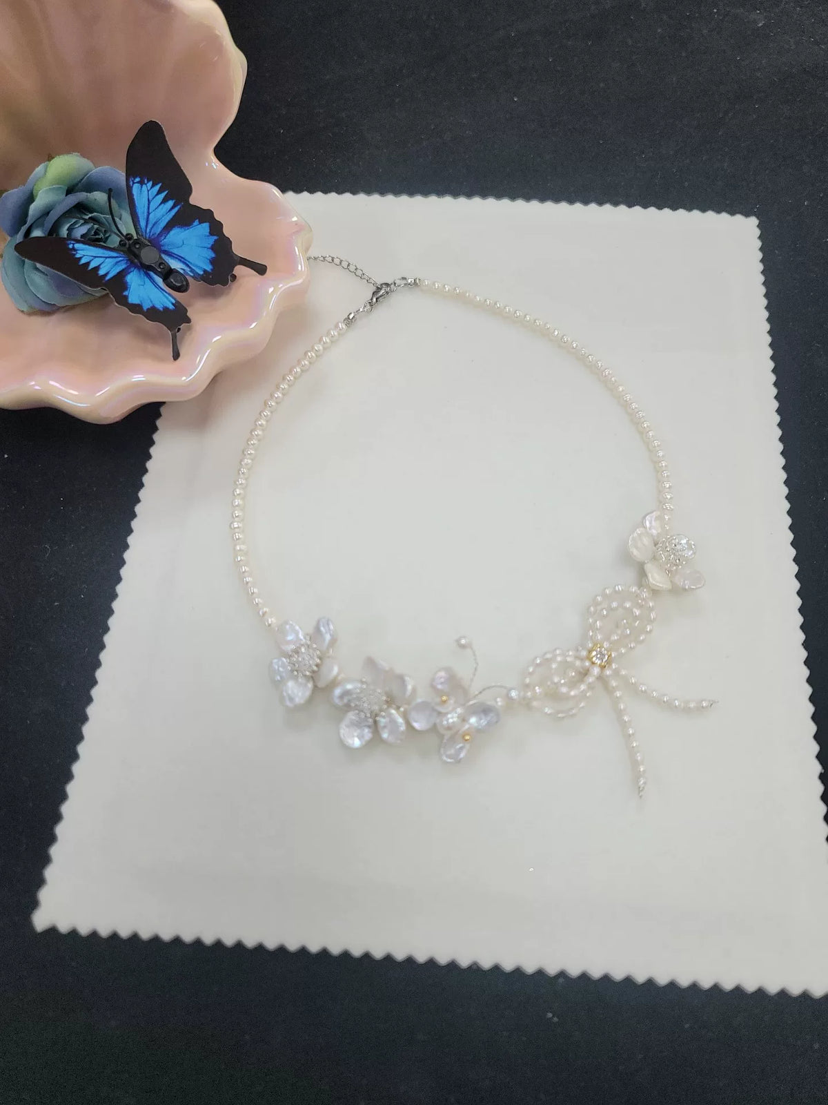 Pearl Flower Bow Necklace