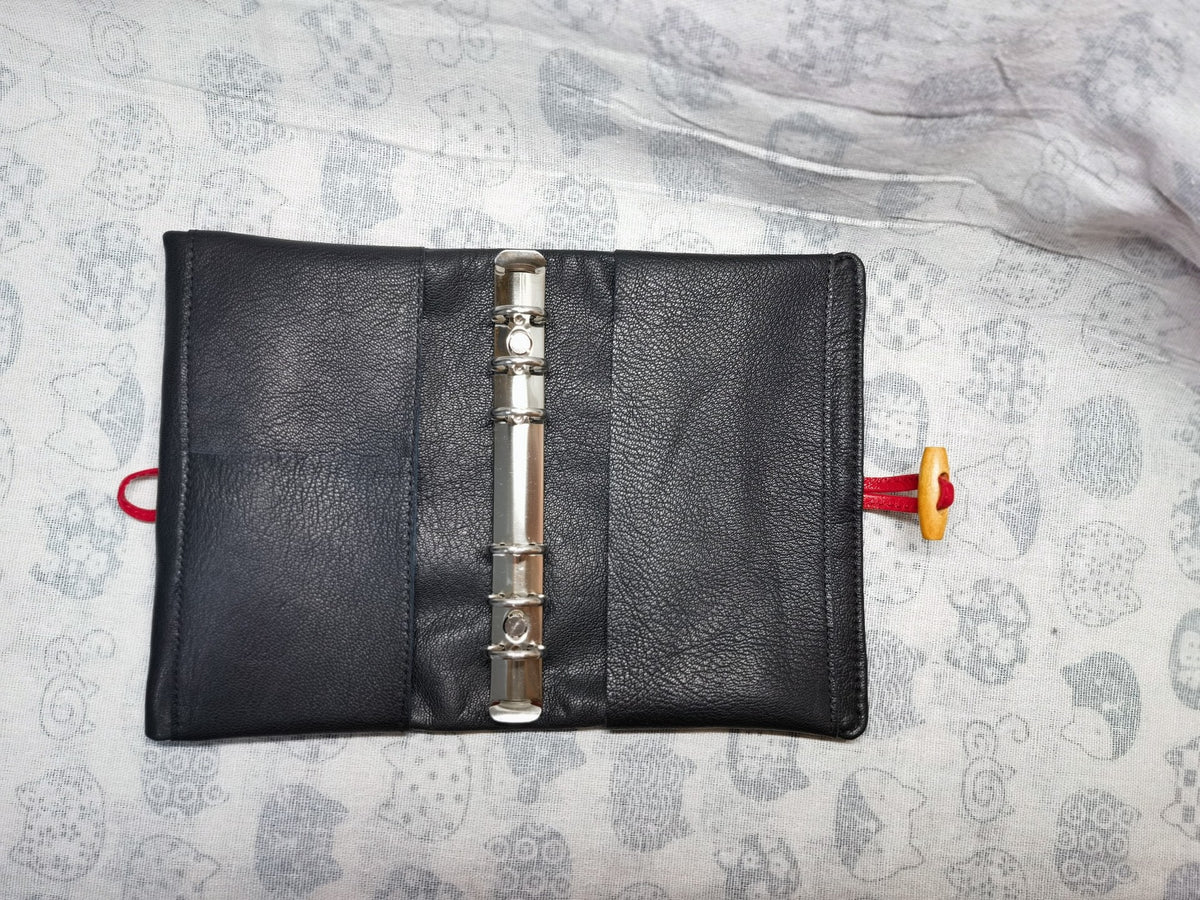 Black Goatskin A6 Binder Notebook Cover