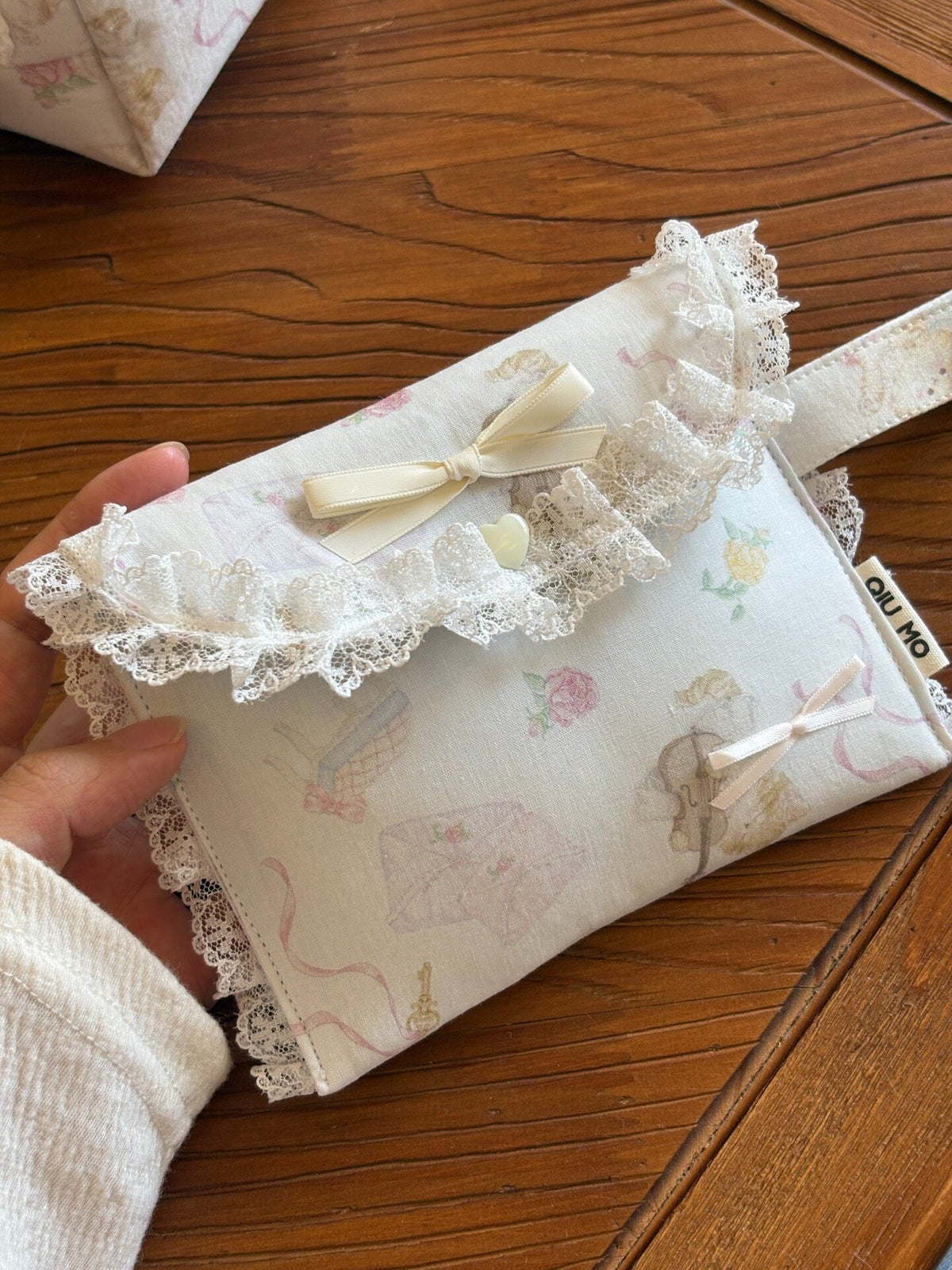 Handmade Lace Bow Fabric Pouch