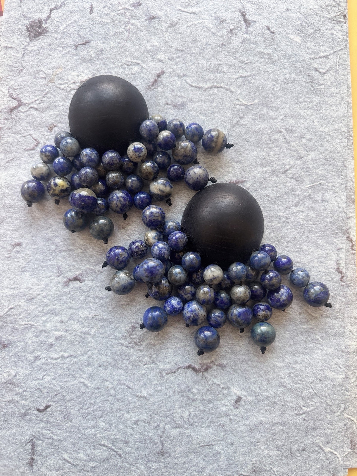 Lapis Lazuli Ebony Wood Bead Earrings