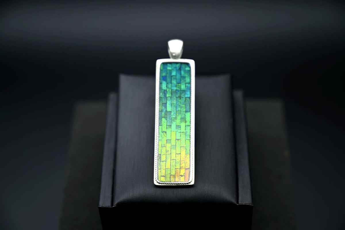 Pure Silver Beetle Wing Mosaic Pendant