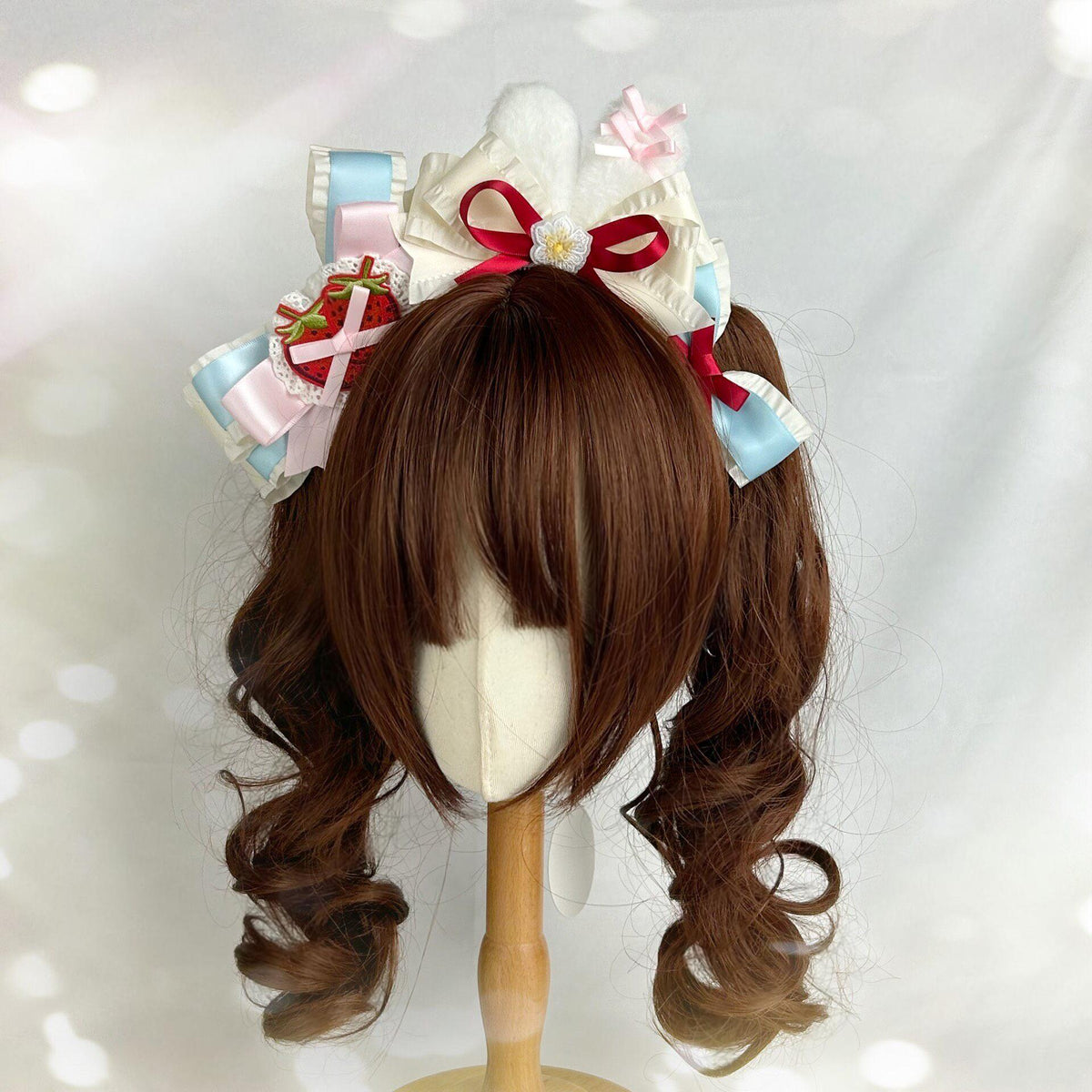 Strawberry Rabbit Ear Headband Lolita Bow