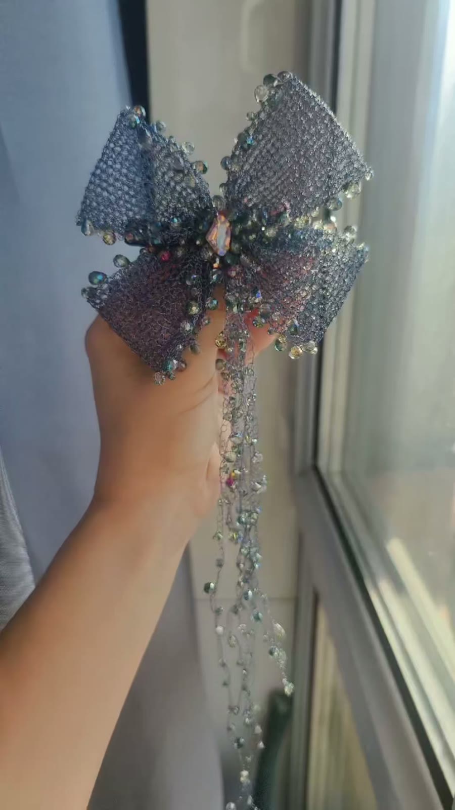 Silver Mesh Bow Hair Clip