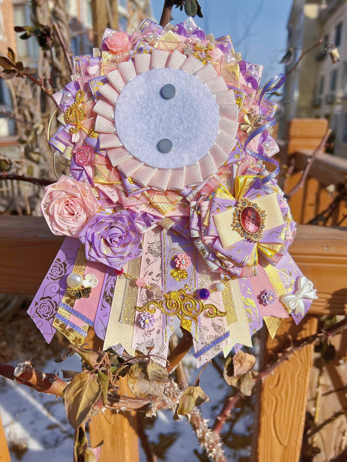 Genshin Yae Miko Badge Display Stand 75mm Pink Purple