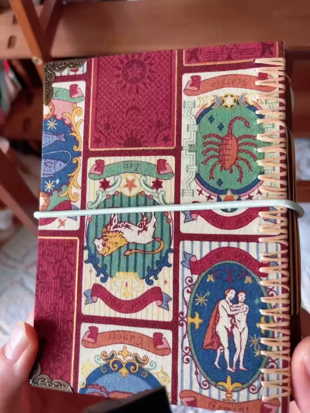 Handmade Tarot Watercolor Notebook with Fabric Cover