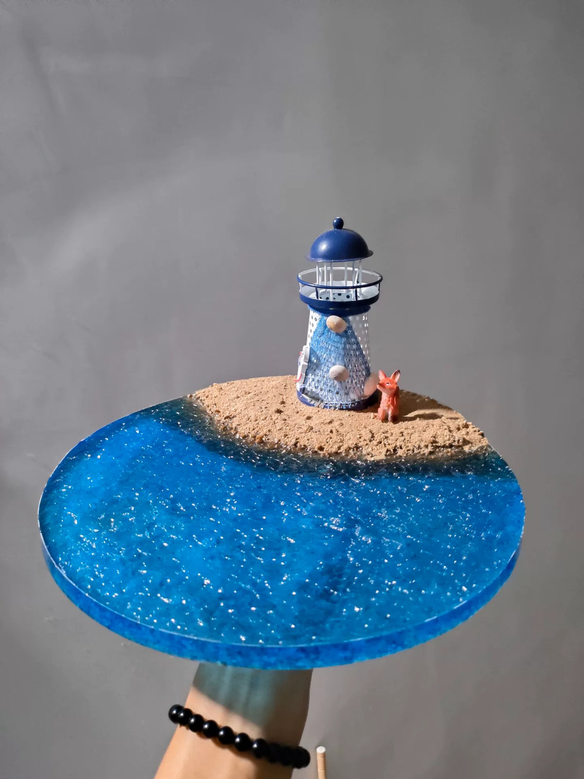 Handmade Fox Lighthouse Ocean Scene 30 cm