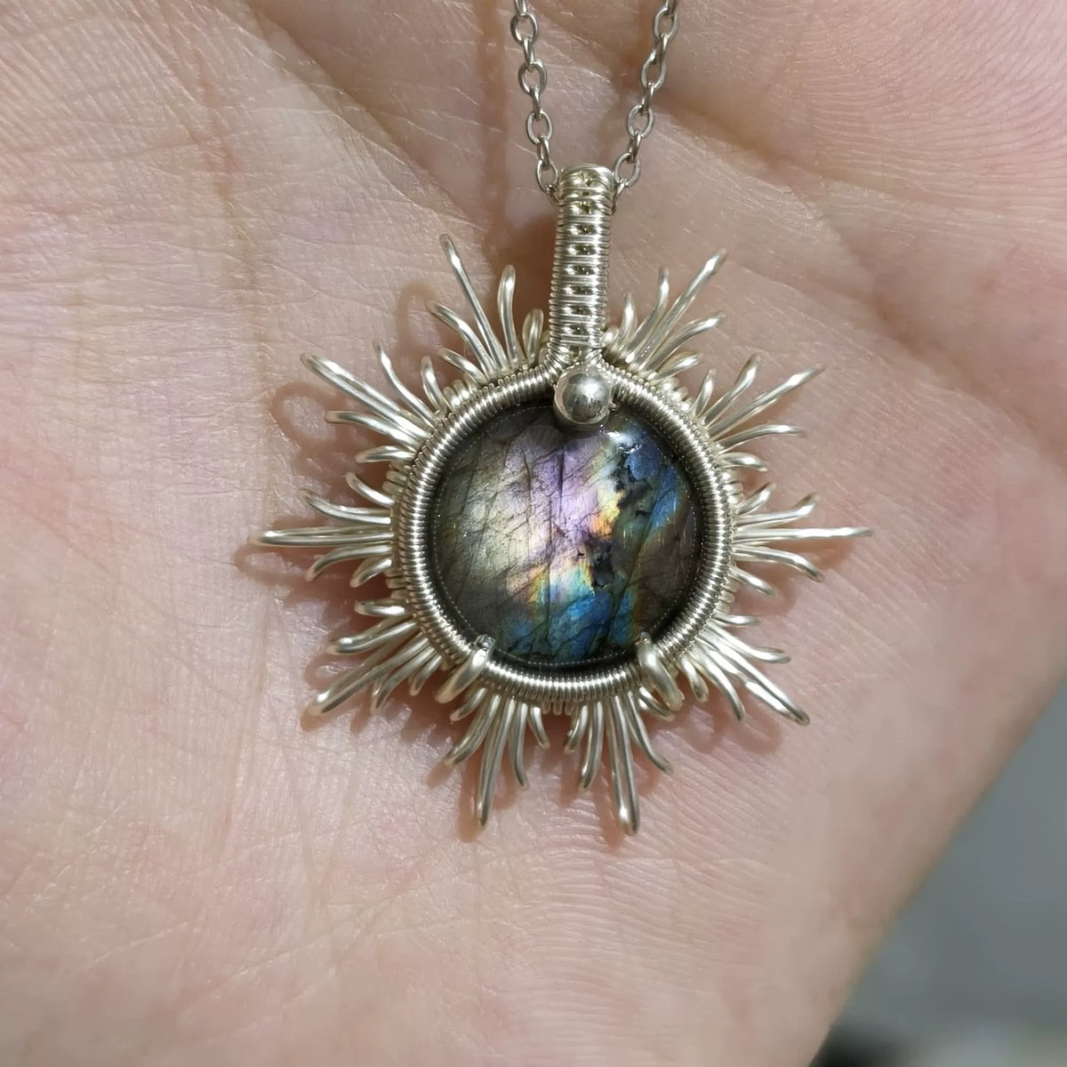 Labradorite Wire Wrapped Copper Pendant