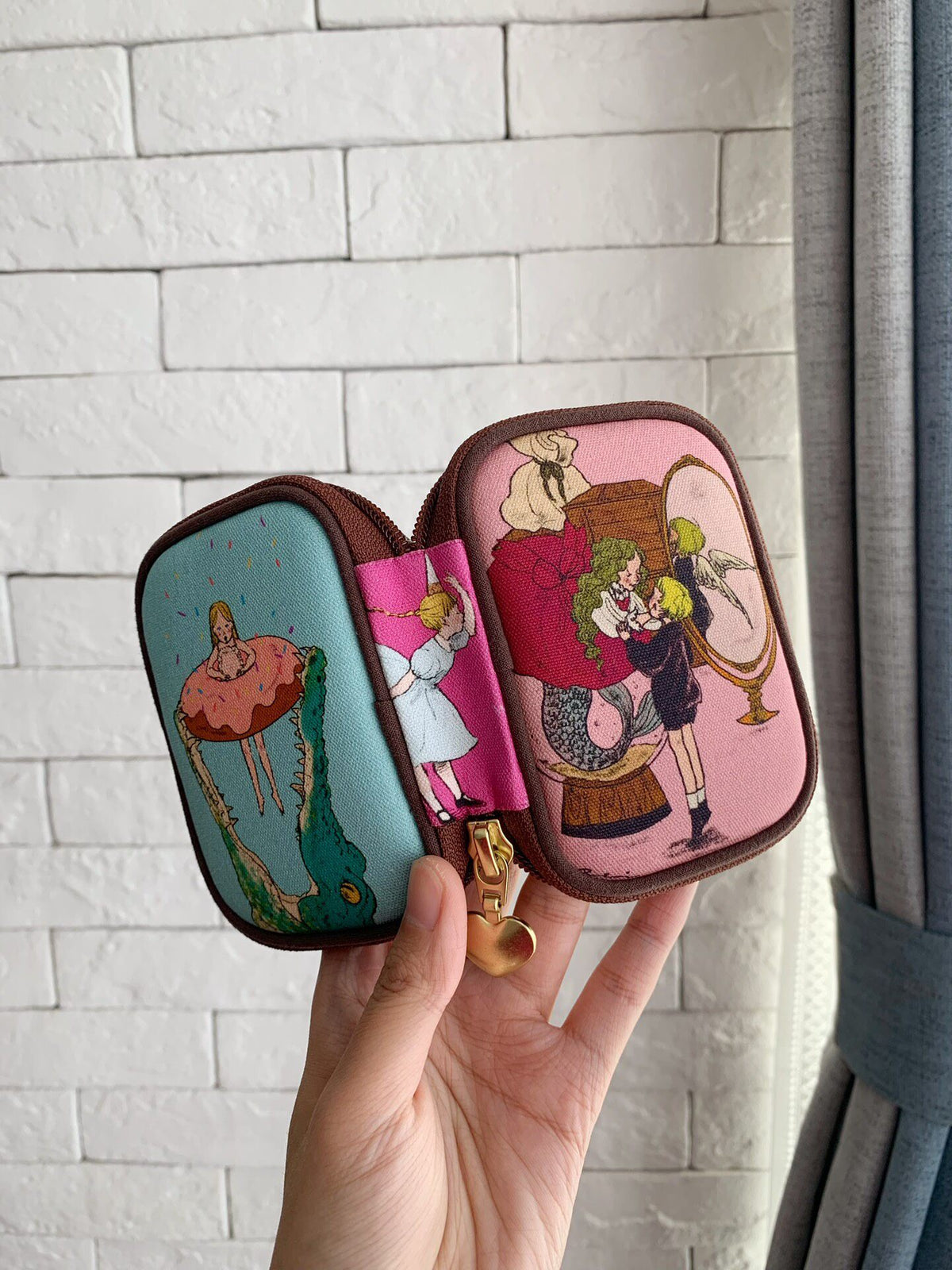 Oxford Cloth Pouch with Illustrated Panels