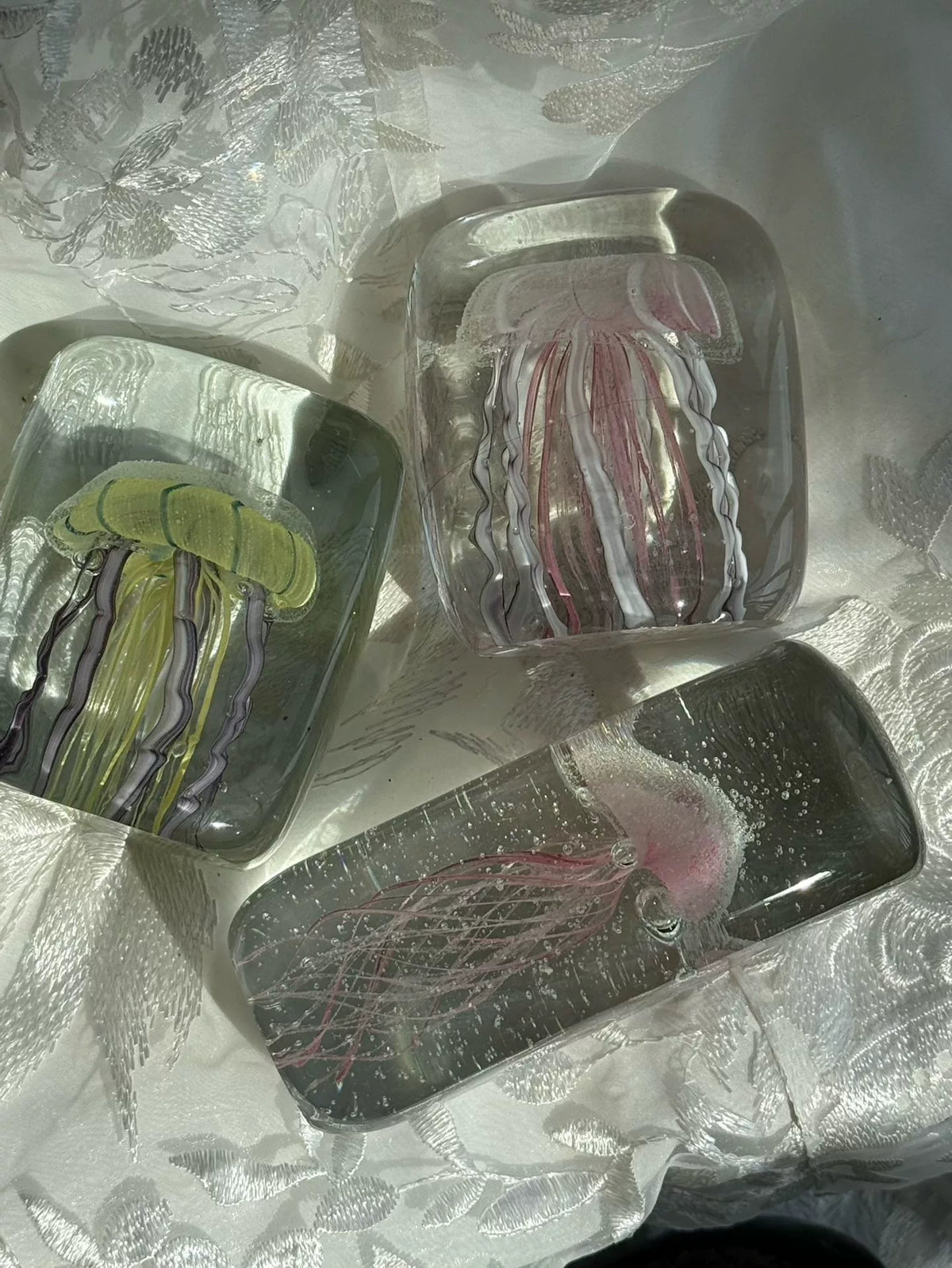 Vintage Glass Jellyfish and Fish Spheres