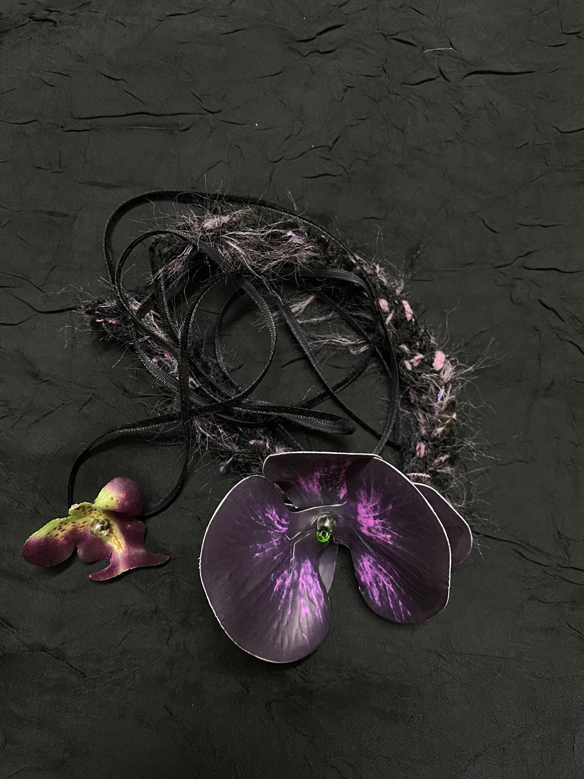 Handblended Yarn Choker with Purple Orchid