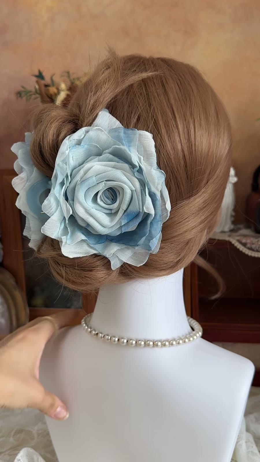 Handmade Tie Dye Fabric Rose Hair Claw