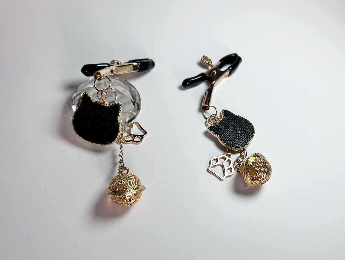Cat Bell Nipple Clamps with Paw Charms