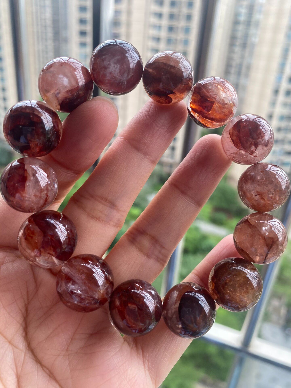 Phantom Quartz Bracelet 15.5mm Beads