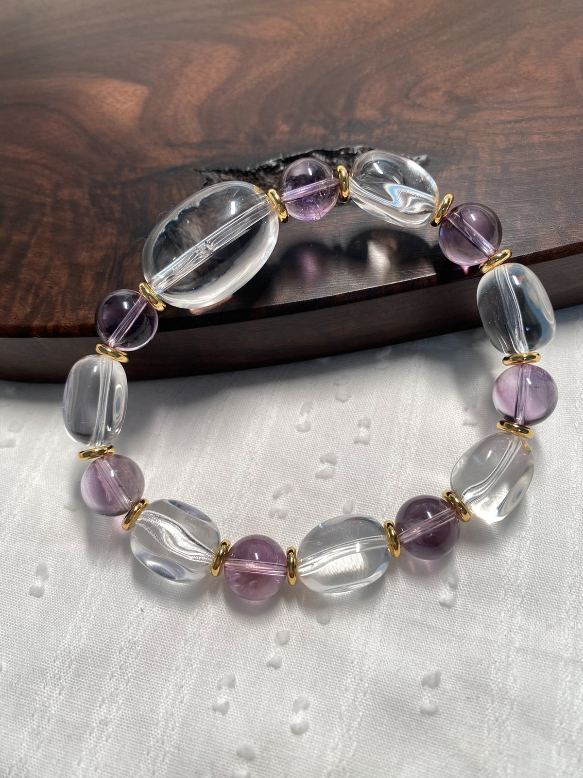 Ensemble collier et bracelet améthyste et quartz clair