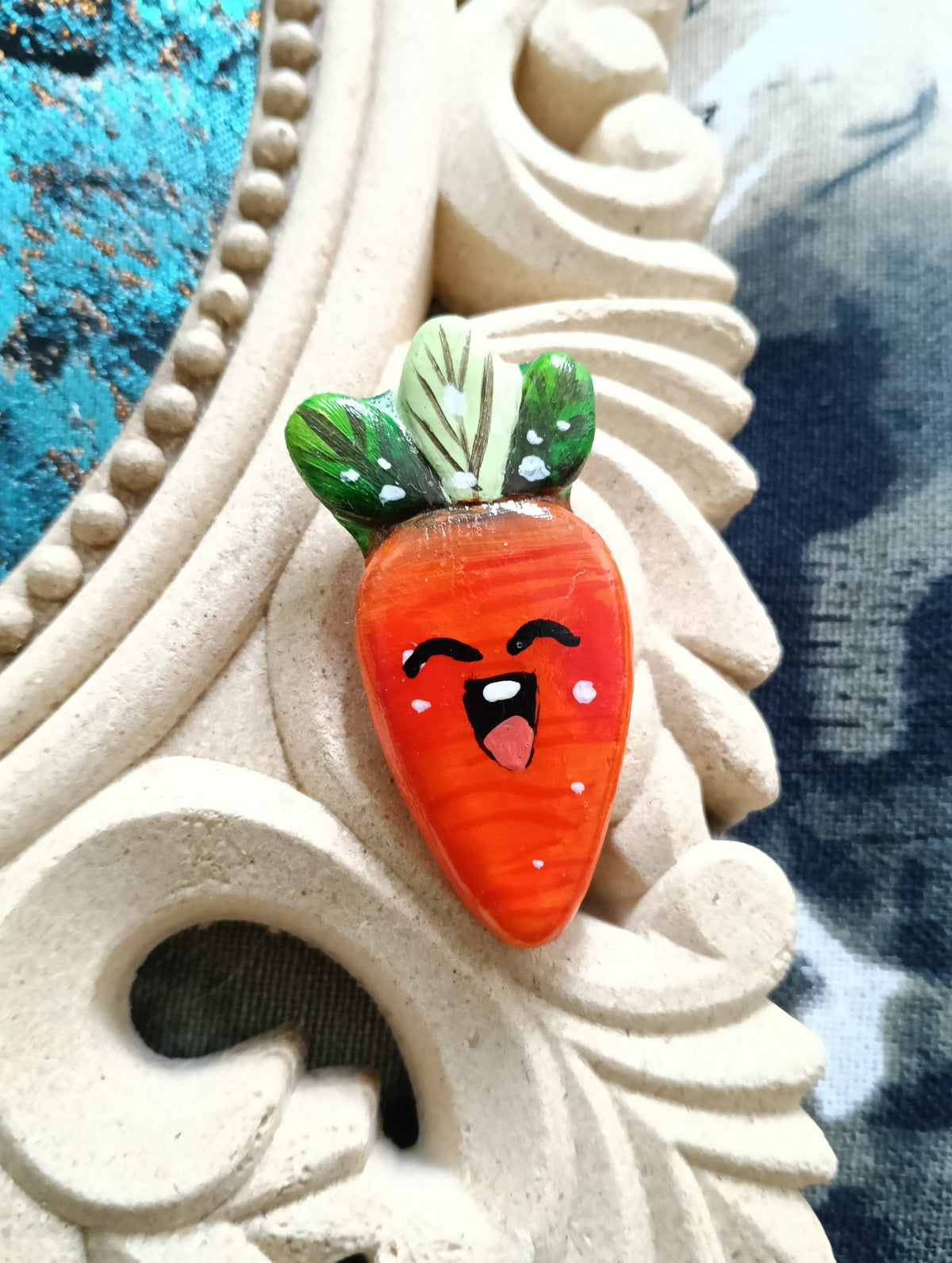 Smiling Carrot Clay Brooch