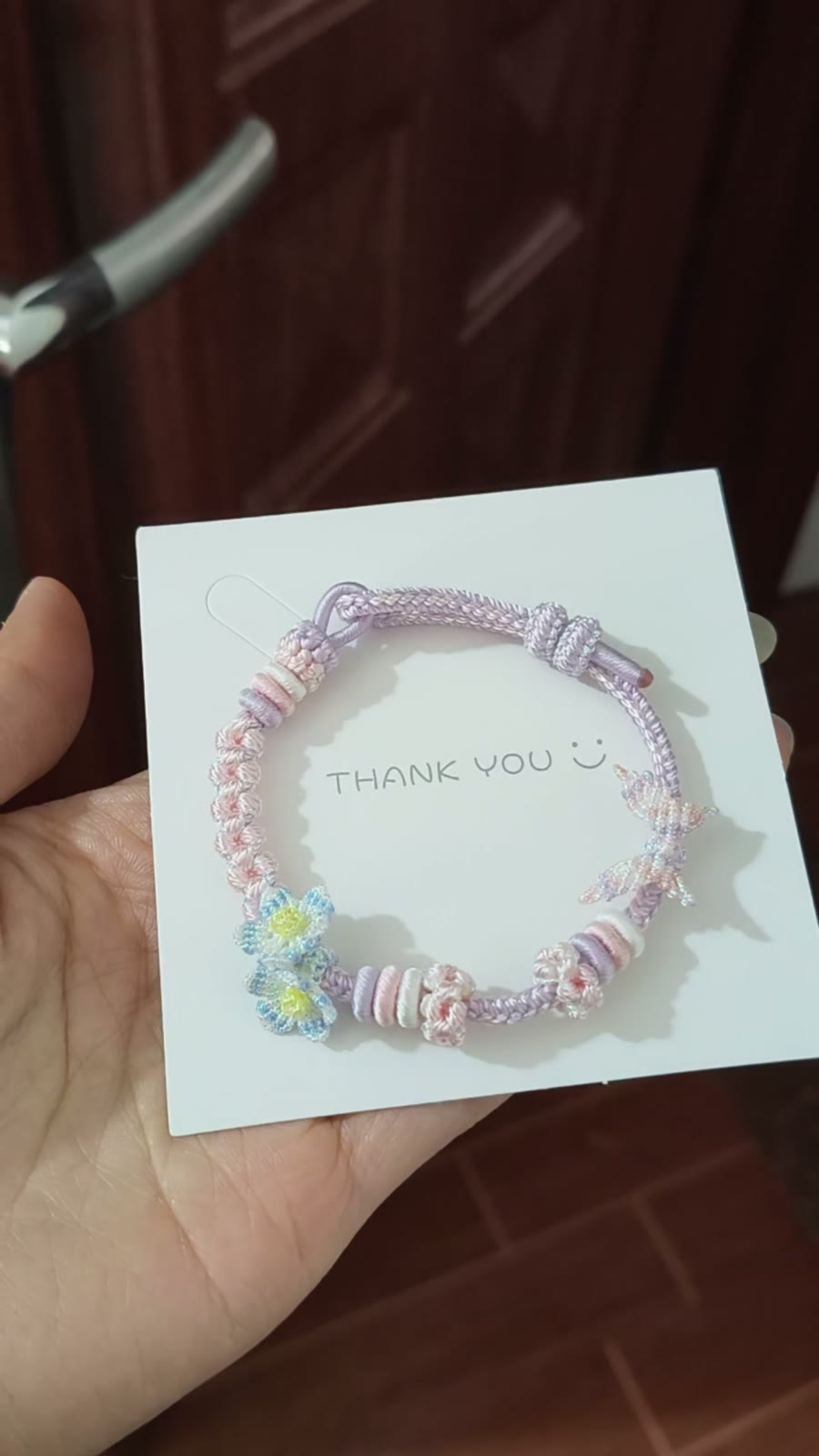 Handwoven Pink Lavender Gradient Cord Bracelet