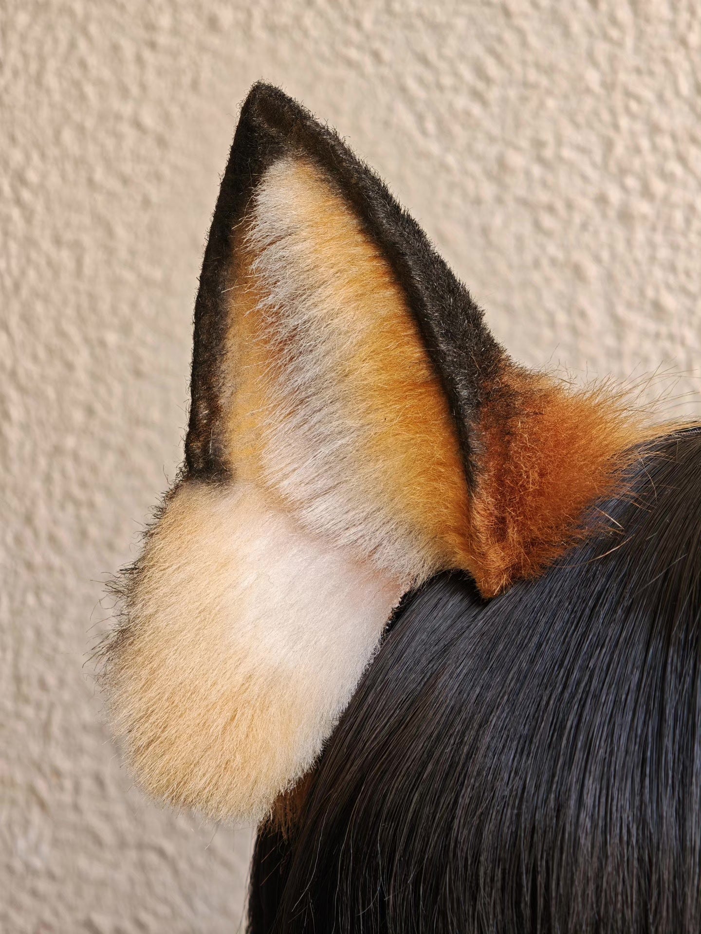 Handmade Red Fox Ears, Realistic Faux Fur, 9cm Height