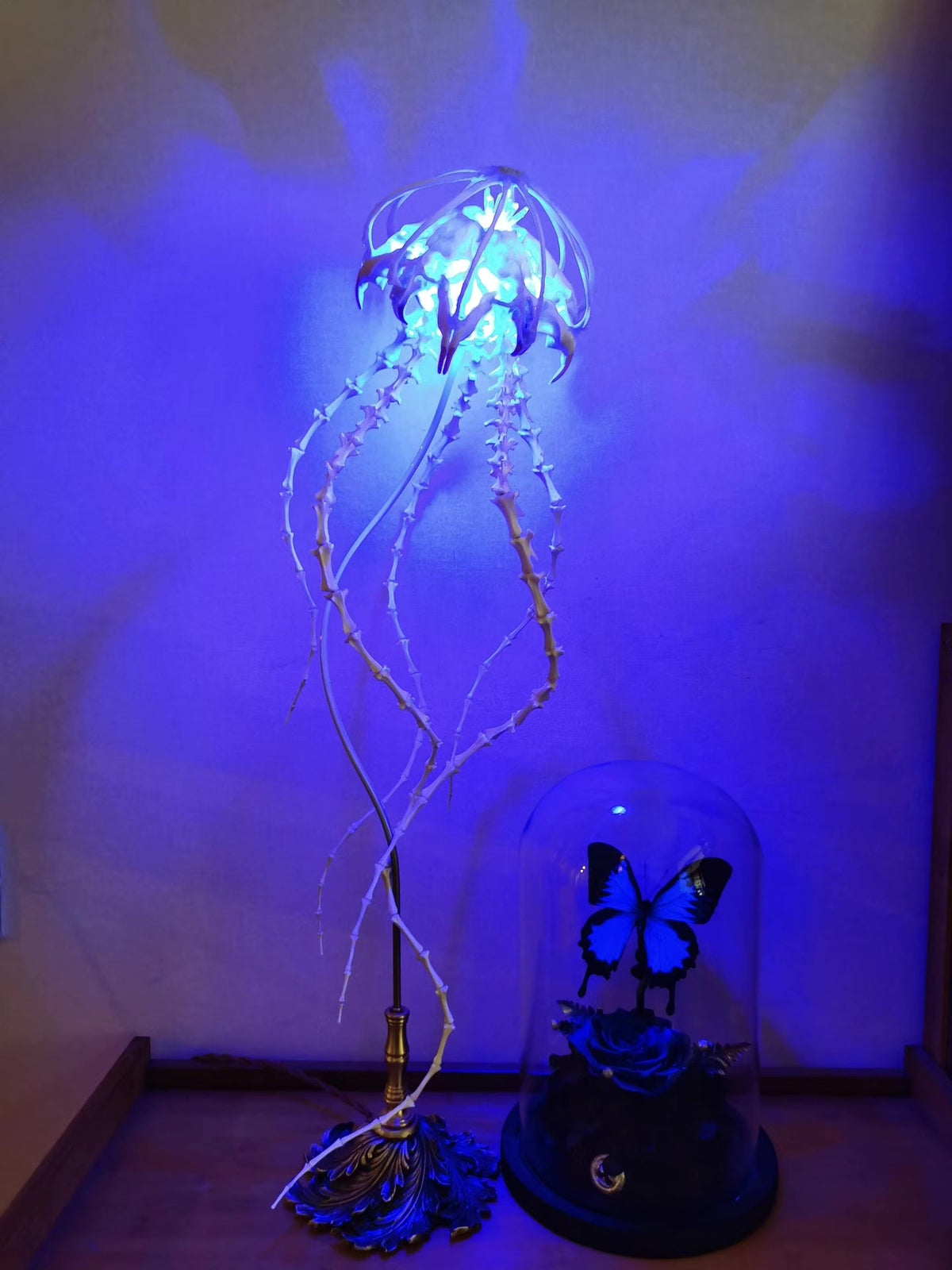 Skeletal Jellyfish Table Lamp Brass Base