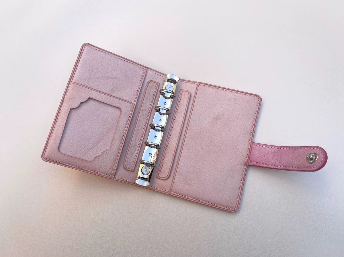 A8 Pink Leather Ring Binder Planner Cover