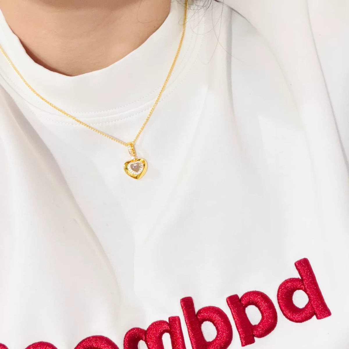 Collar con colgante de corazón bañado en oro S925