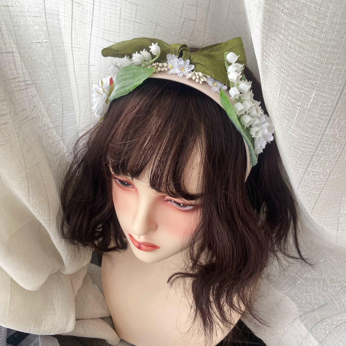 Cerchietto Lolita largo artigianale con mughetto