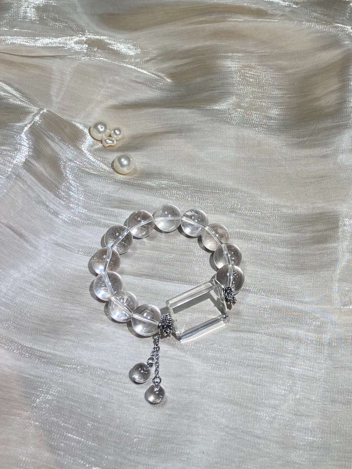 Clear Crystal Bead Bracelet 14.5mm Pendant