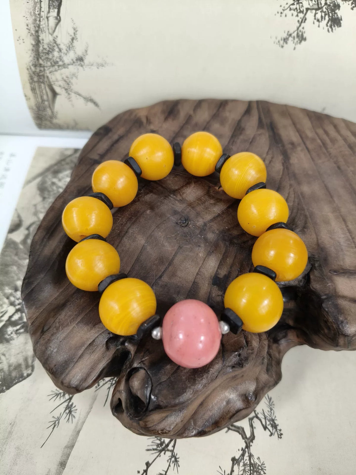 Hühnettgelbes Alt-Glasperlen-Armband