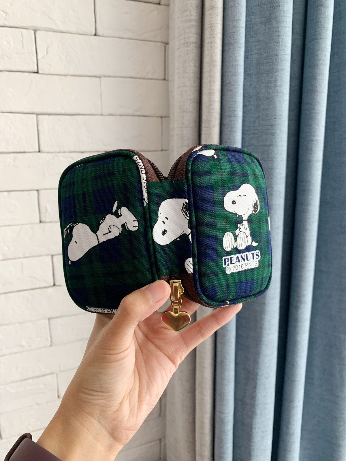 Snoopy Plaid Oxford Cloth Storage Case