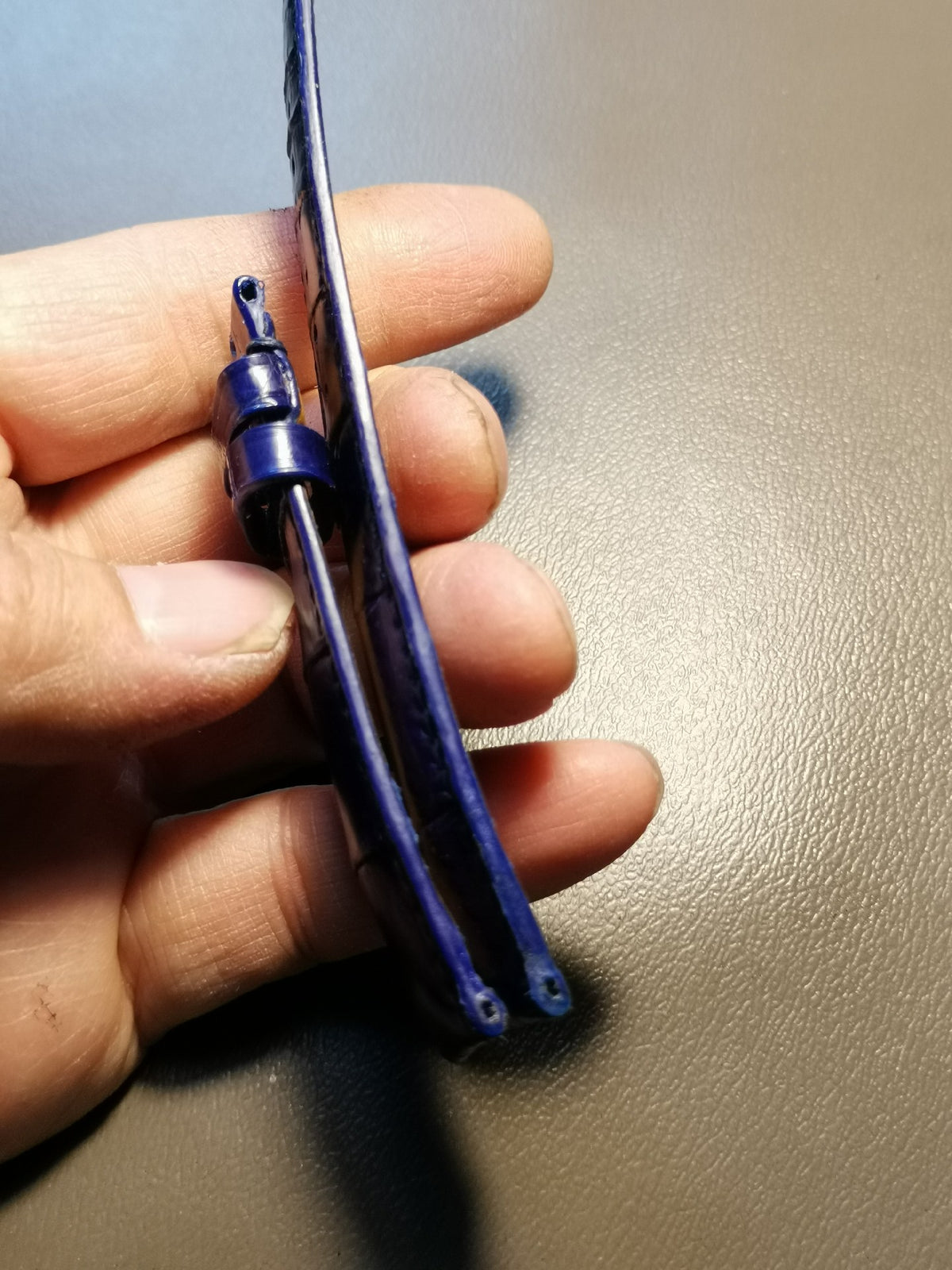 Handcrafted Blue Crocodile Leather Watch Strap