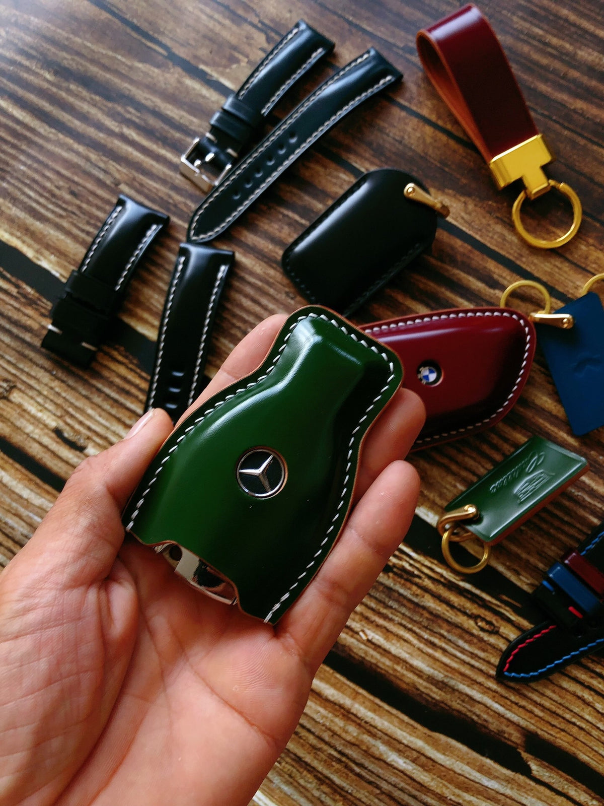 Green Shell Cordovan Mercedes Key Case