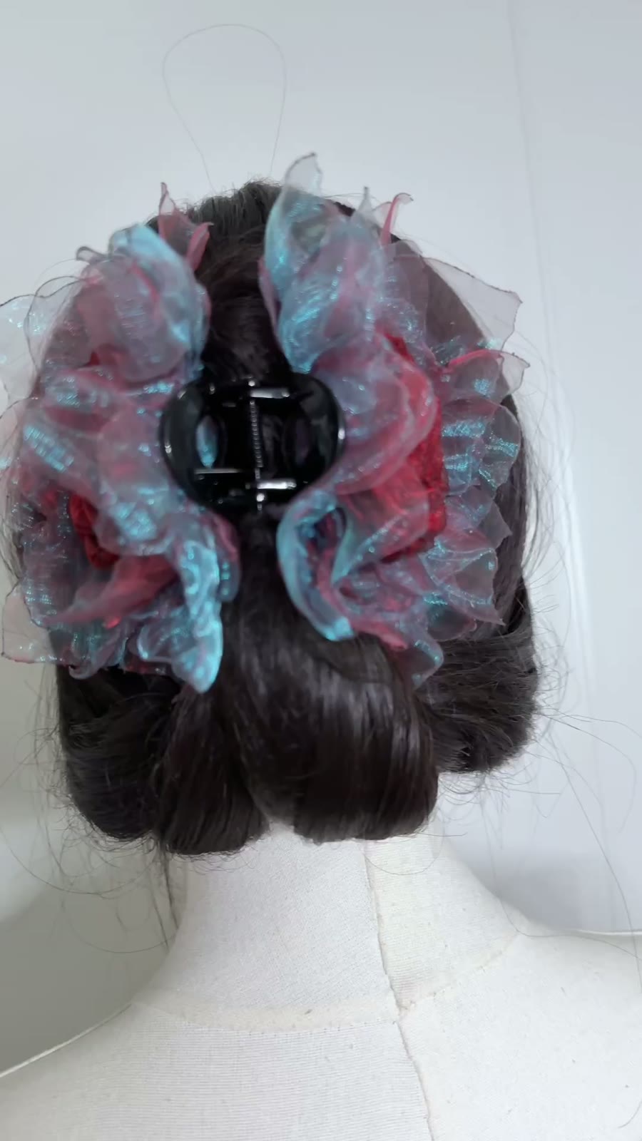 Handcrafted Fabric Rose Organza Claw Clip