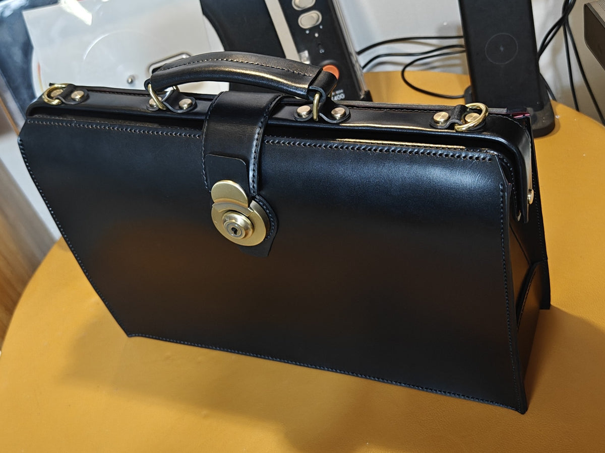 Vintage Swiss Lock Leather Briefcase Bag