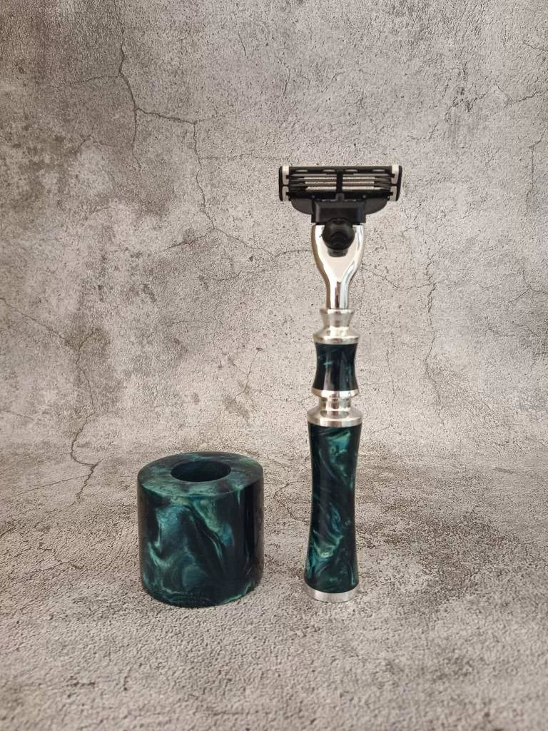 Handcrafted Green Resin Safety Razor