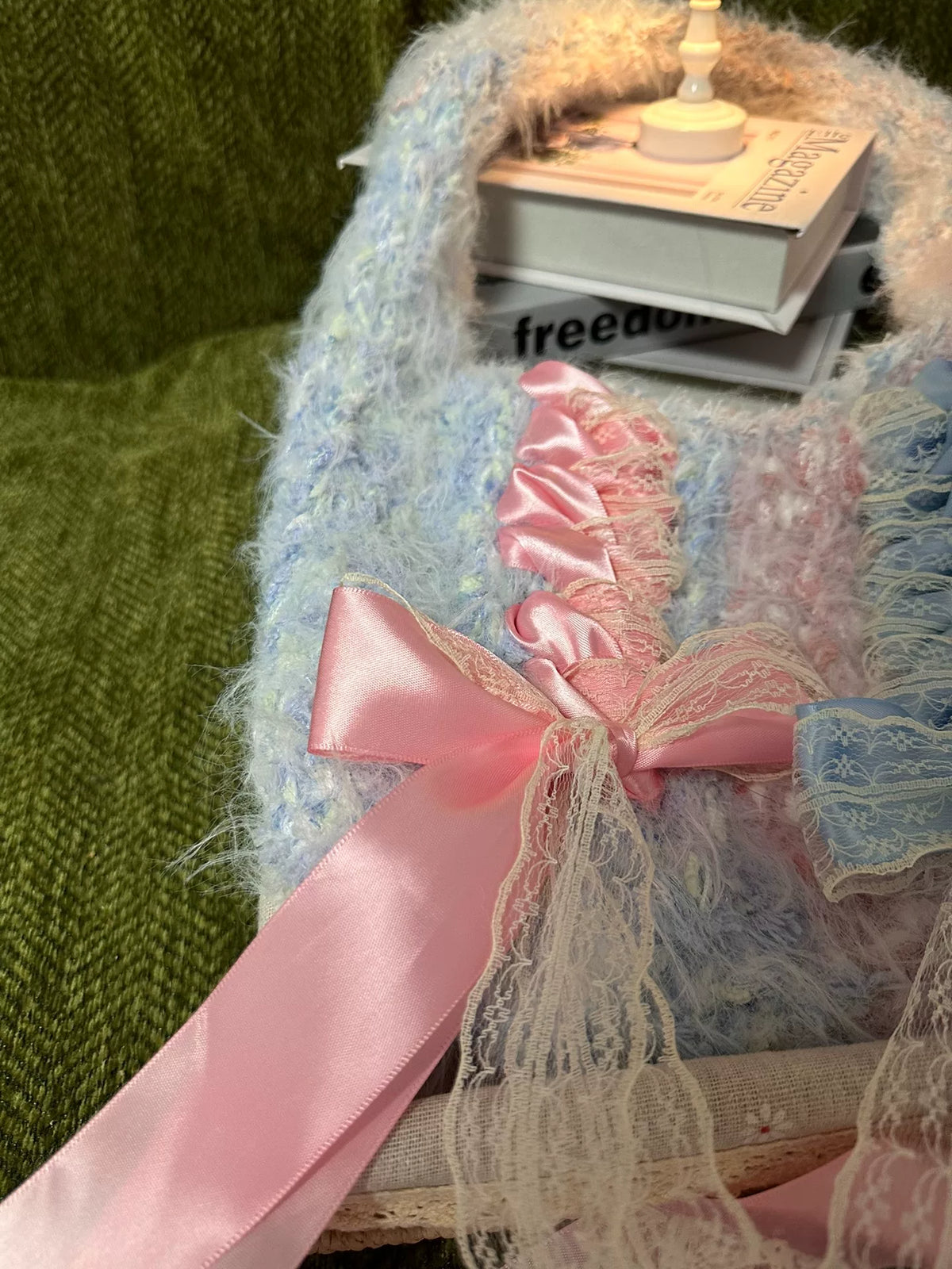 Sac ballerine en maille bicolore avec nœuds