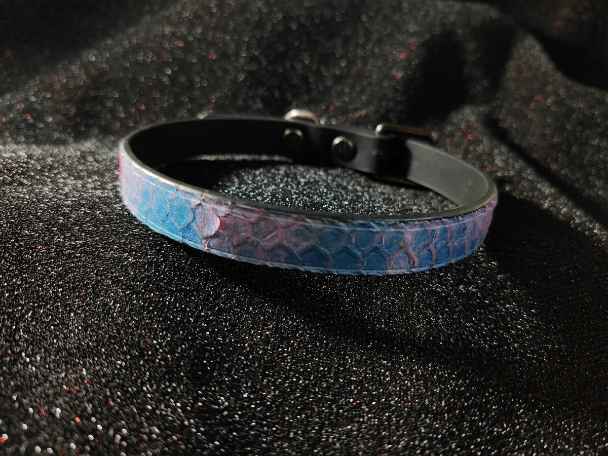 Iridescent Scale Leather Pet Collar