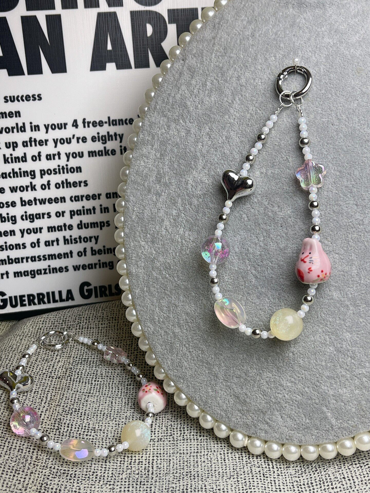 Handcrafted Beaded Phone Strap with Lobster Clasp