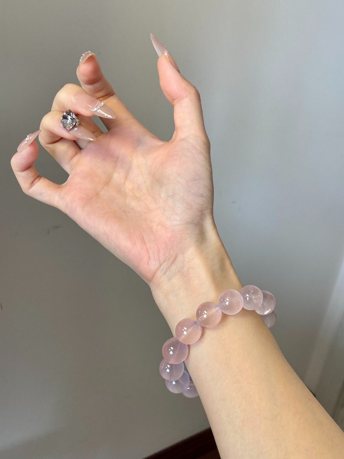Rose Quartz Phantom Crystal Beaded Bracelet