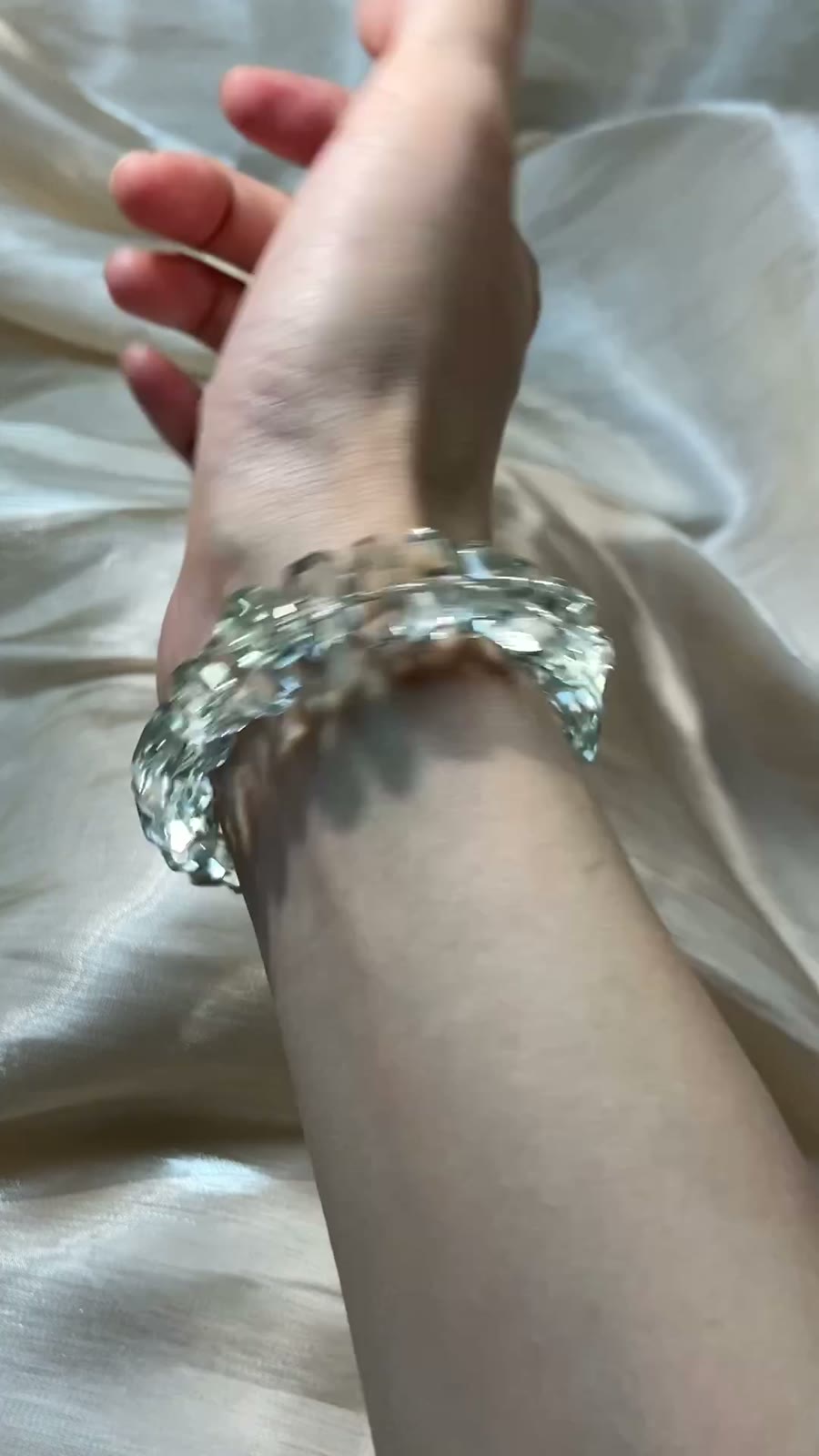 Natural Green Crystal Faceted Bead Bracelet