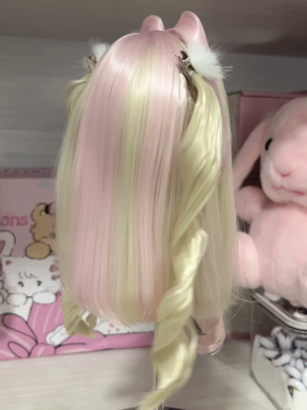 Anime Doll Wig Pink Blonde Twin Tails