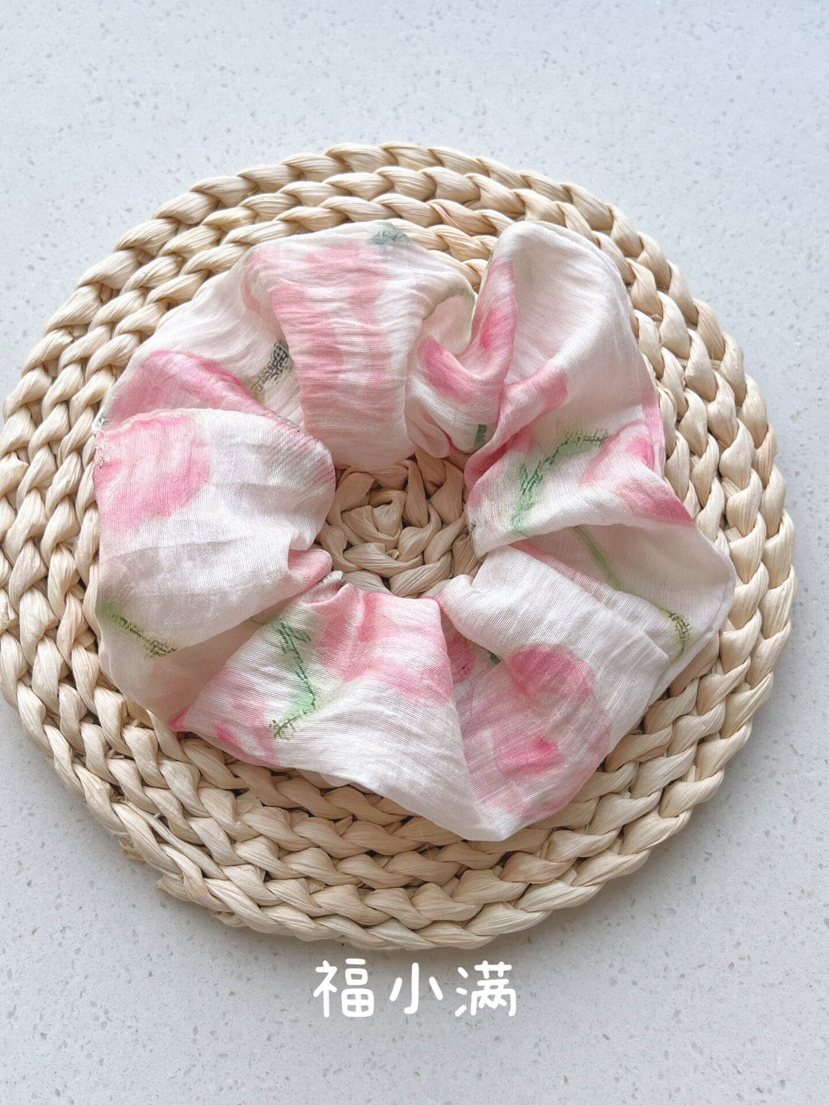 Ruffled Rose Print Scrunchie