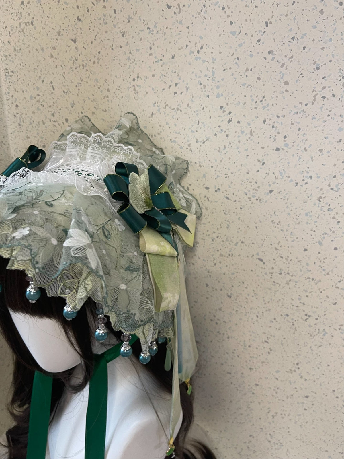 Lolita Green White Lace Bnt Flat Hat